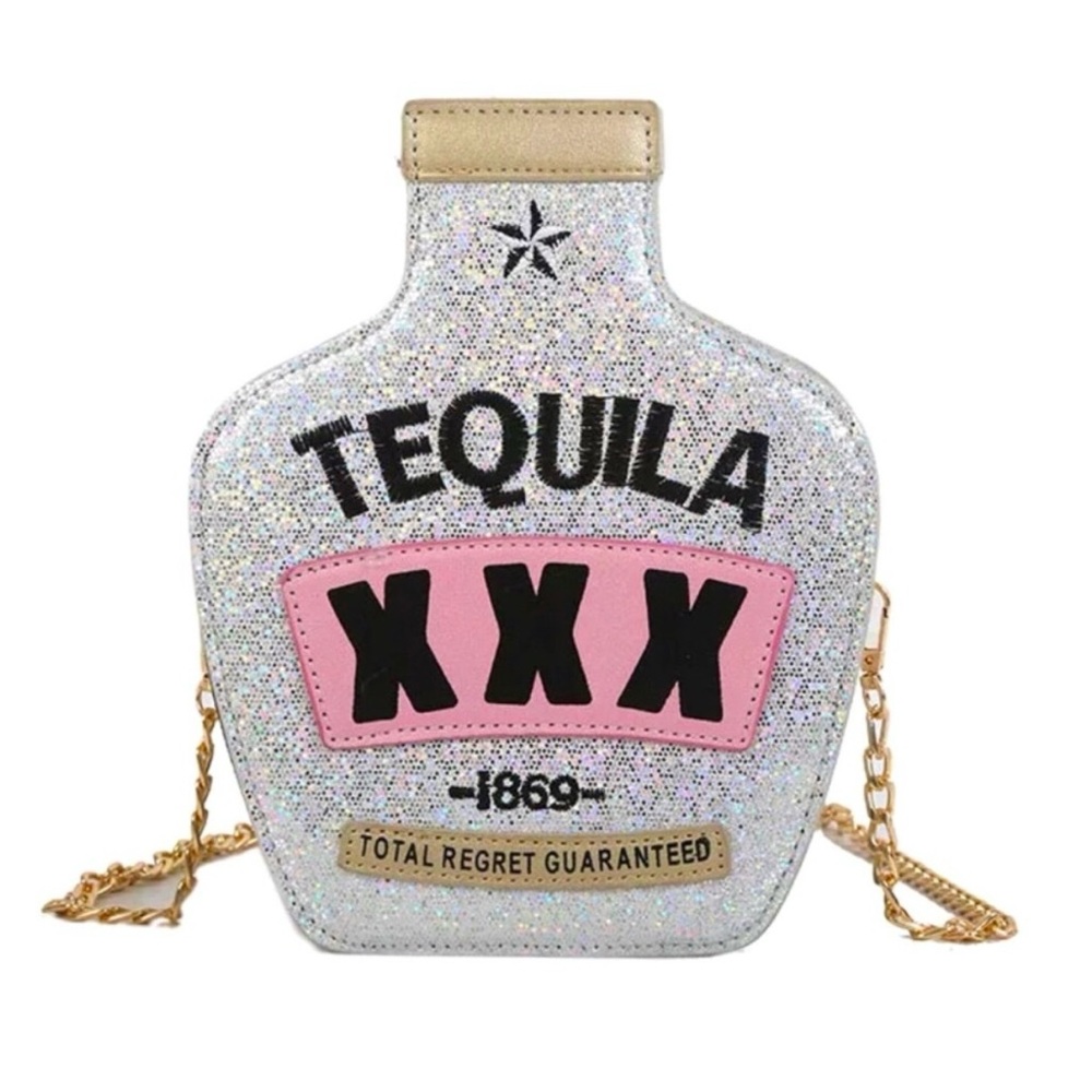 Glitter Tequila Bottle Crossbody Bag